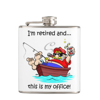fishing and retirement hip flask