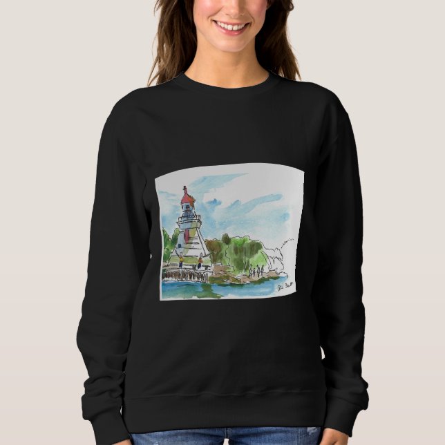Fishing and Talking Around the Lighthouse Hand Dra Sweatshirt (Front)