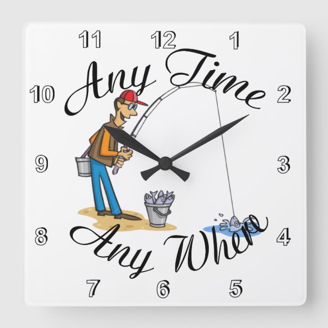 Fishing any time Wall clock (Front)