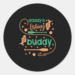 Fishing Art Daddy Fisher Friends Classic Round Sticker
