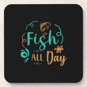 Fishing Art Fish All Day Coaster