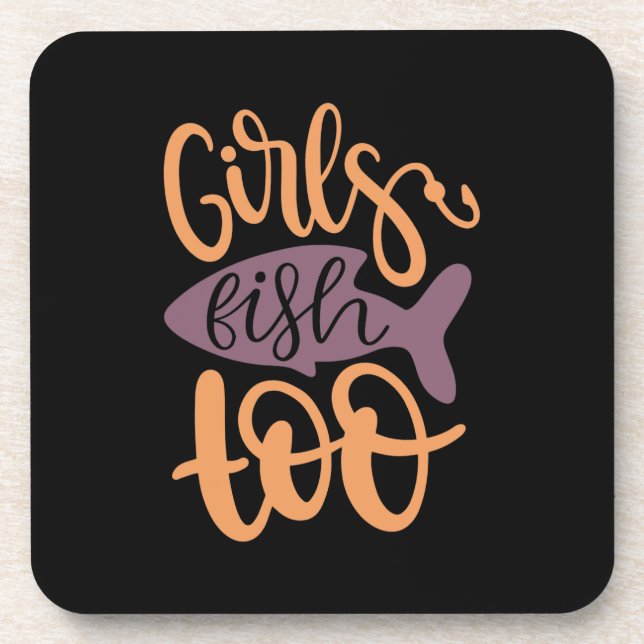Fishing Art Girls Fish Too Coaster (Front)
