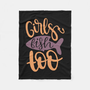 Fishing Art Girls Fish Too Fleece Blanket