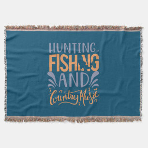 Fishing Art Hunting Fishing And Country Music Throw Blanket