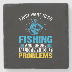 Fishing Art I Just Want To Go Fishing Stone Coaster