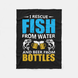 Fishing Art I Rescue Fish From Water Fleece Blanket