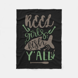 Fishing Art Real Girls Fish Yall Fleece Blanket