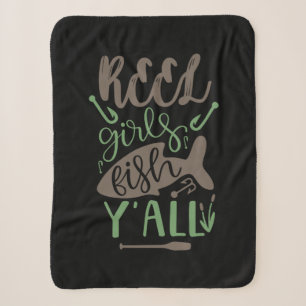 Fishing Art Real Girls Fish Yall Sherpa Blanket