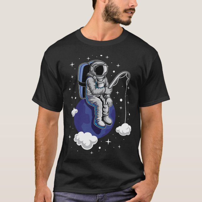 Fishing Astronaut T-Shirt – Funny Space (Front)