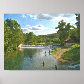 Fishing at Bennett Spring Poster