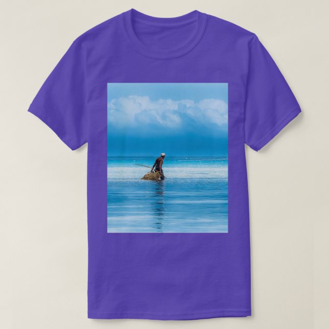 Fishing at low tide off the coast of Zanzibar art  T-Shirt (Design Front)