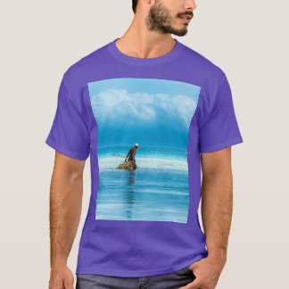 Fishing at low tide off the coast of Zanzibar art  T-Shirt
