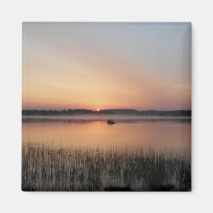 Fishing at sunrise magnet
