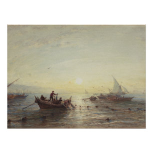 Fishing at Sunrise off the Coast near Marseilles Poster