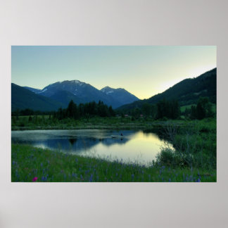 Fishing at Sunset Poster