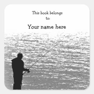 Fishing at the Lake Bookplate Square Sticker
