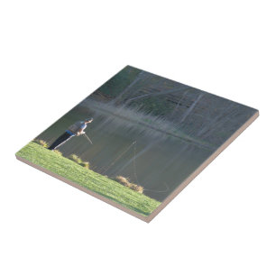 Fishing at the Pond Ceramic Tile