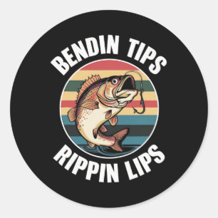 Fishing B Dad Funny Bending-tips-rippin-lips Classic Round Sticker