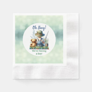 Fishing Baby and Teddy Bear Baby Shower Napkin