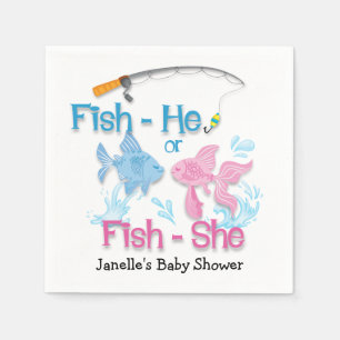 Fishing Baby Reveal Baby Shower Napkin