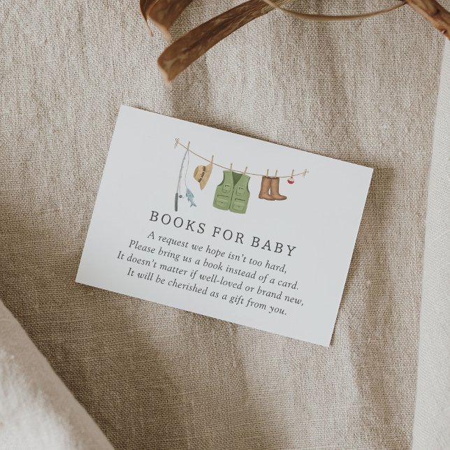 Fishing Baby Shower Books For Baby Enclosure Card (Creator Uploaded)