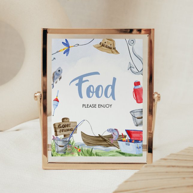 Fishing Baby Shower Food Poster (Little Fisherman Baby Shower Food SIgn)
