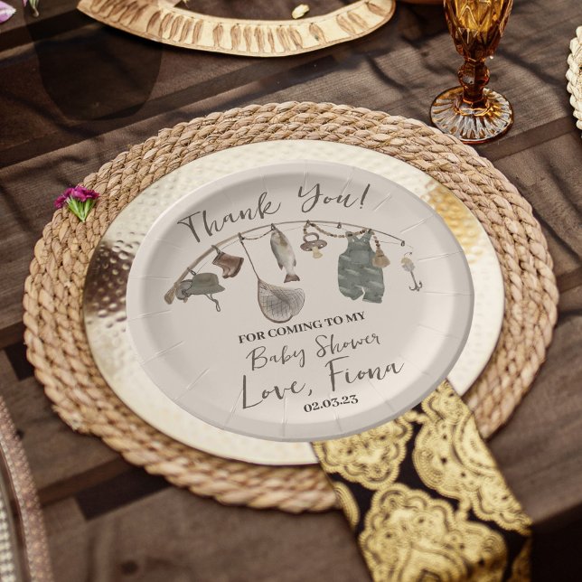 Fishing baby shower Reel excited Paper Plate (Creator Uploaded)