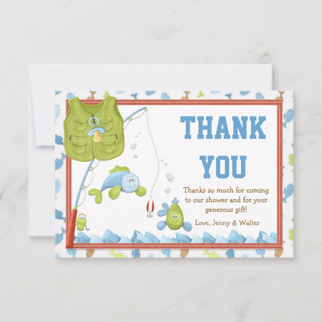 Fishing Baby Shower Thank You Card (Front)