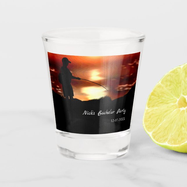 Fishing bachelor party Fishing lover Fishing party Shot Glass (Front)