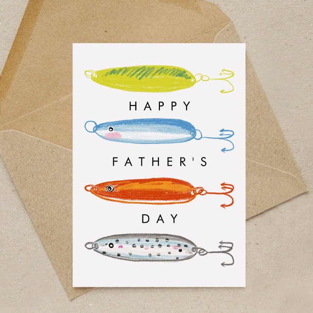 Fishing Bait Happy Father's Day Card (Fishing bait illustration Happy Father's Day greeting card.)