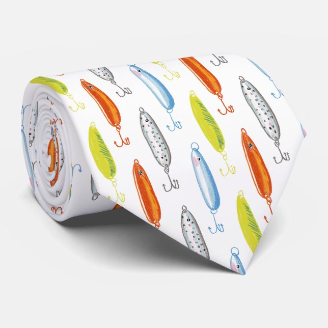 Fishing Bait Illustrated Tie (Rolled)