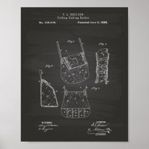 Fishing Basket 1880 Patent Art Chalkboard Poster