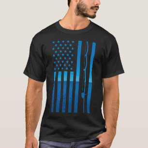 Fishing Bass Fishing American Flag Patriotic Fishi T-Shirt