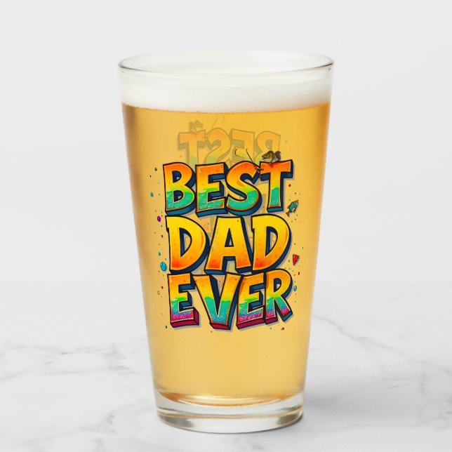 Fishing Best Dad Ever Fish Graffiti Glass (Front Filled)