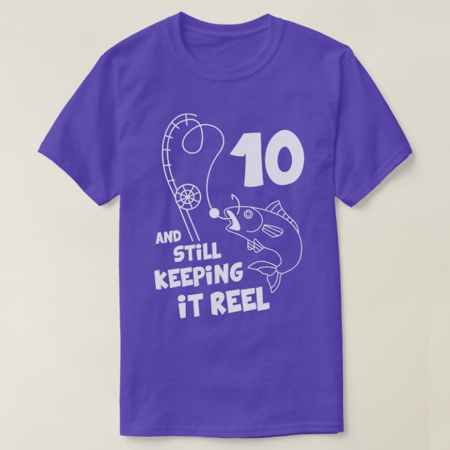 Fishing Birthday  10th Bday  Fisher Birthday Gift  T-Shirt (Design Front)