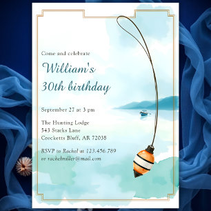 Fishing Birthday for Men 30th Birthday Party Invitation