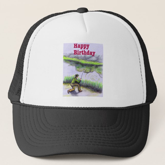 Fishing birthday gift trucker hat (Front)