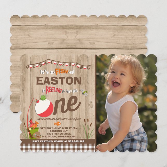 Fishing Birthday Invitation O-Fish-Ally One Party (Front/Back)