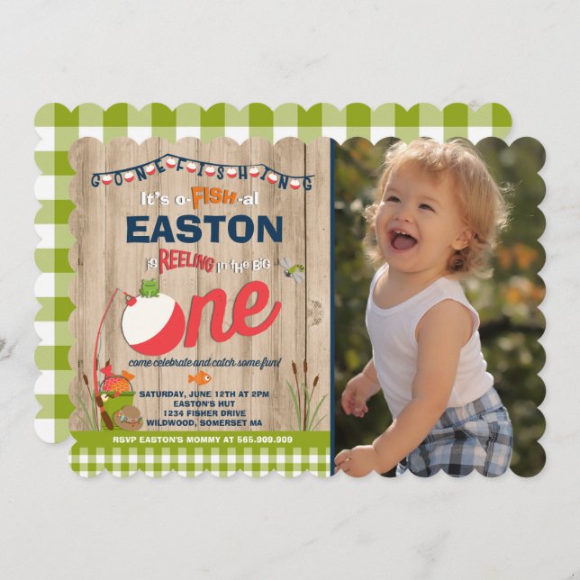 Fishing Birthday Invitation O-Fish-Ally One Party (Front/Back)