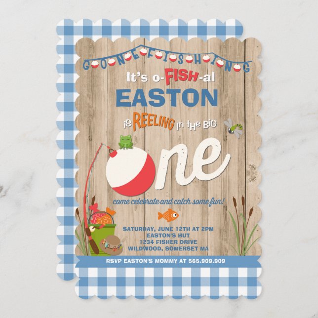 Fishing Birthday Invitation O-Fish-Ally One Party (Front/Back)