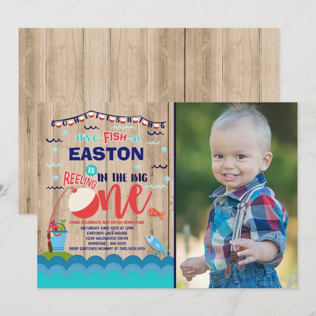 Fishing Birthday Invitation O-Fish-Ally One Party (Front/Back)