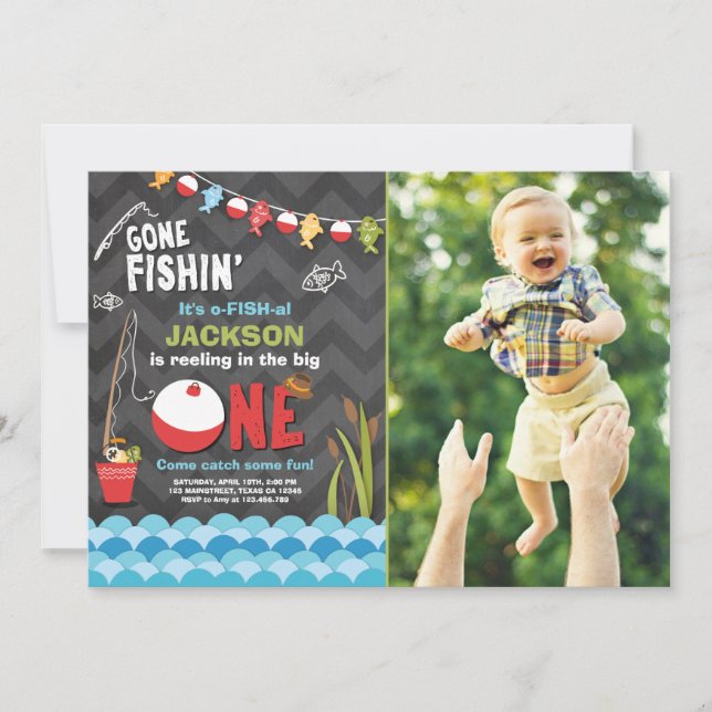 Fishing Birthday Invitation Reeling The big one (Front)