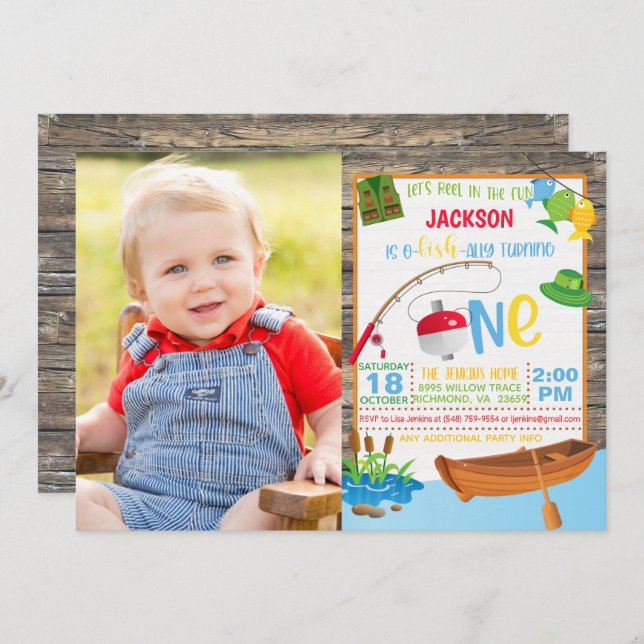 Fishing Birthday Invitation with Photo  (Front/Back)