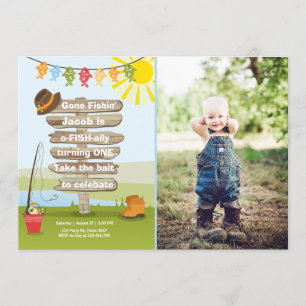 Fishing Birthday Invitation Wood Fishing party