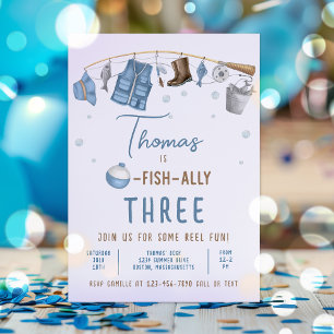 Fishing Birthday Party Boy O-Fish-Ally Birthday  Invitation