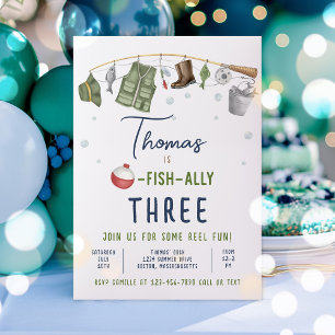 Fishing Birthday Party Boy O-Fish-Ally Birthday  Invitation
