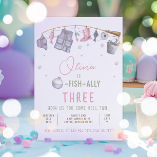Fishing Birthday Party Girl O-Fish-Ally Party  Invitation