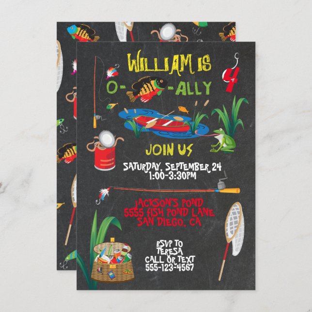 Fishing Birthday Party Invitation (Front/Back)