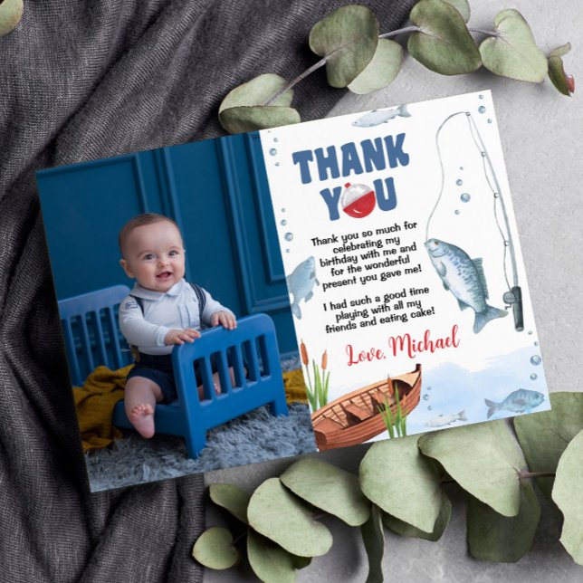 Fishing Birthday Photo Thank You Card (Creator Uploaded)