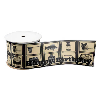 Fishing Birthday Ribbon, BDay, Ribbon, Fisherman Satin Ribbon